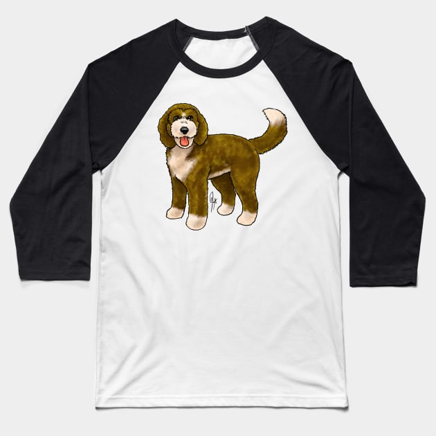 Dog - Bernadoodle - Cream and Brown Baseball T-Shirt by Jen's Dogs Custom Gifts and Designs